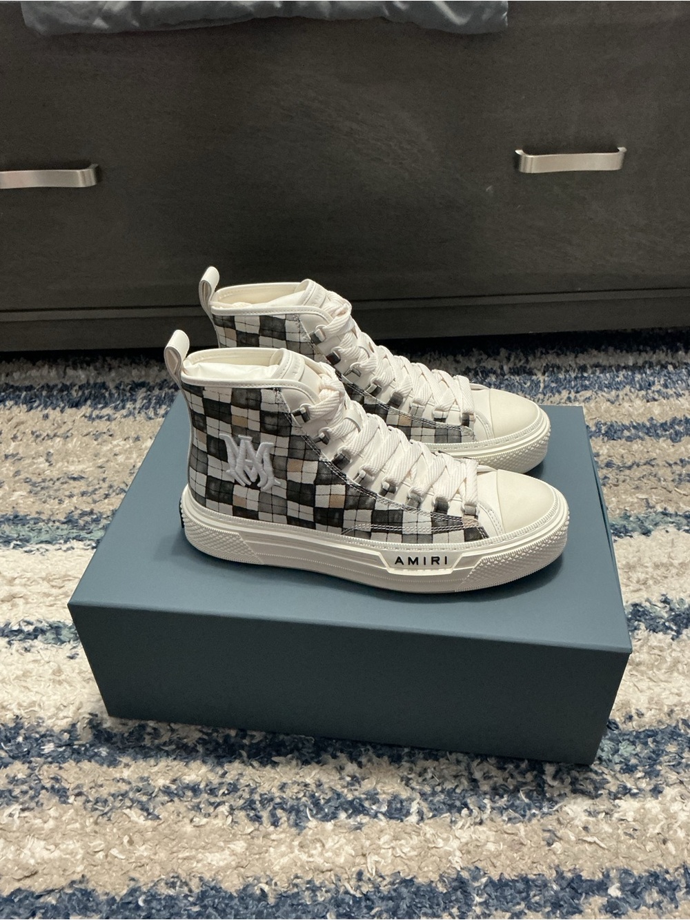 Amiri Men's Checkered Court Canvas High-Top Sneakers